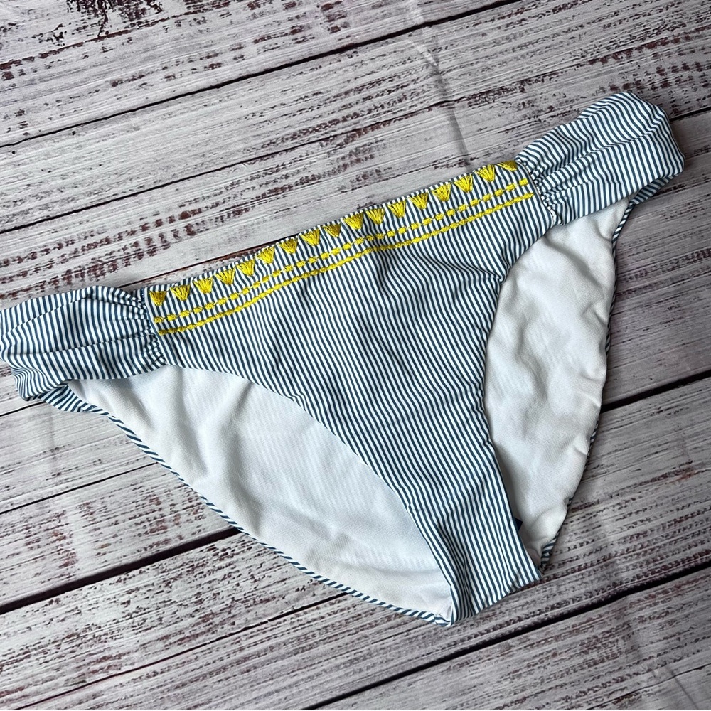 Lucky Brand Striped Bikini Swim Bottom Blue White